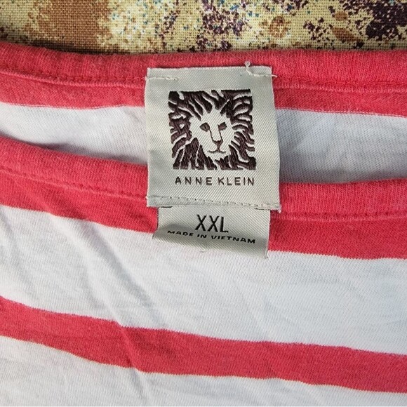 Anne Klein Red and White Striped Blouse - Picture 4 of 12